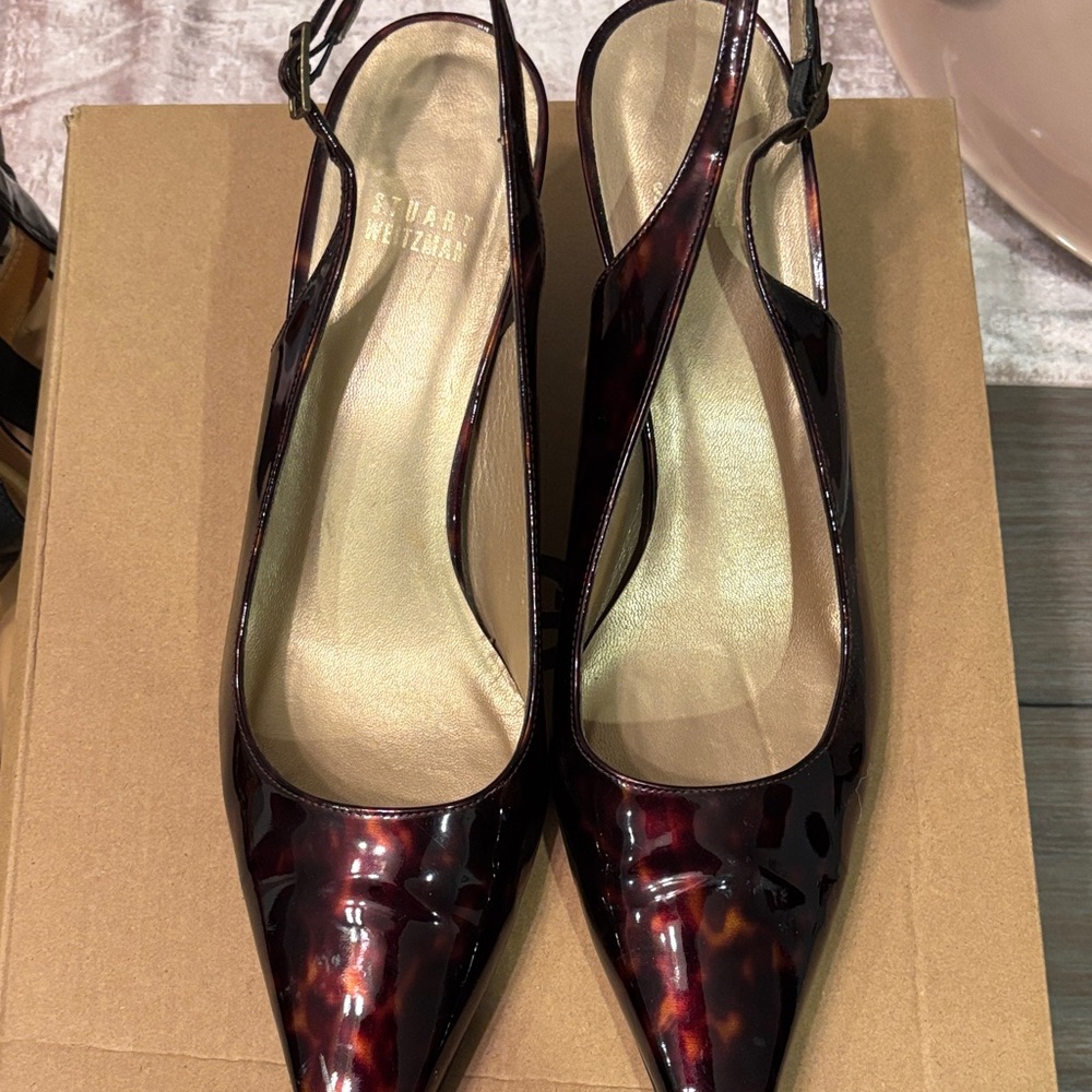 Stuart Weitzman Tortoise Pattern Slingback Heels - image 1